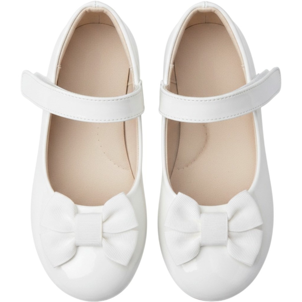 Unbranded Mary Jane Flats Kids Size 12 White Patent Bow Dress Shoes